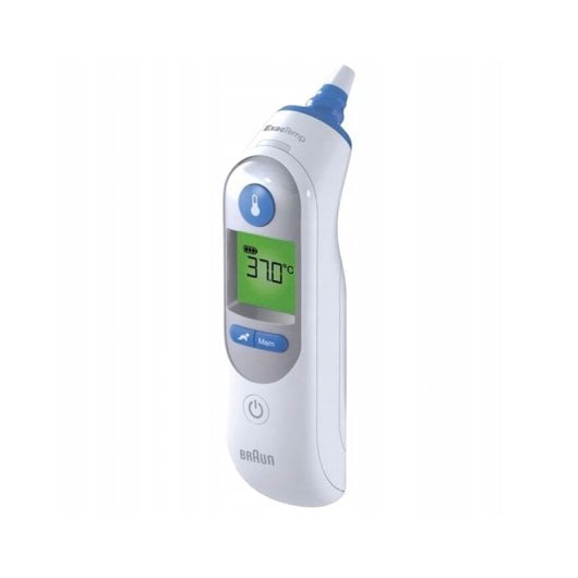 Braun ThermoScan 7 Thermometer, weiß, vorgewärmt, Weitwinkelsonde, Nachtlicht