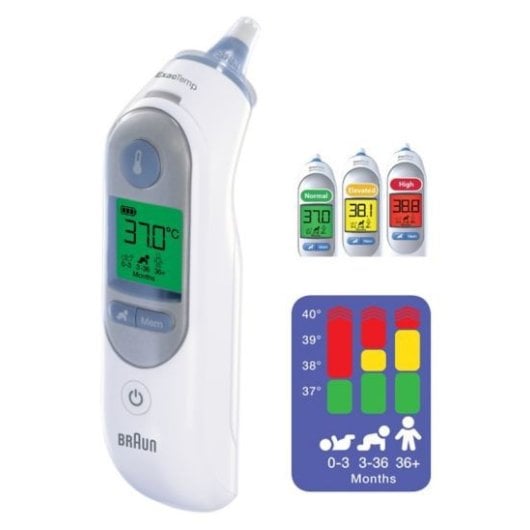 Braun ThermoScan 7 Thermometer, weiß, vorgewärmt, Weitwinkelsonde, Nachtlicht