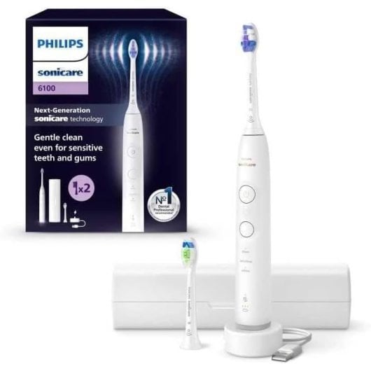 Philips HX7410/02 Sonicare Series 6500 Elektrische Zahnbürste, weiß, 62000 Bewegungen