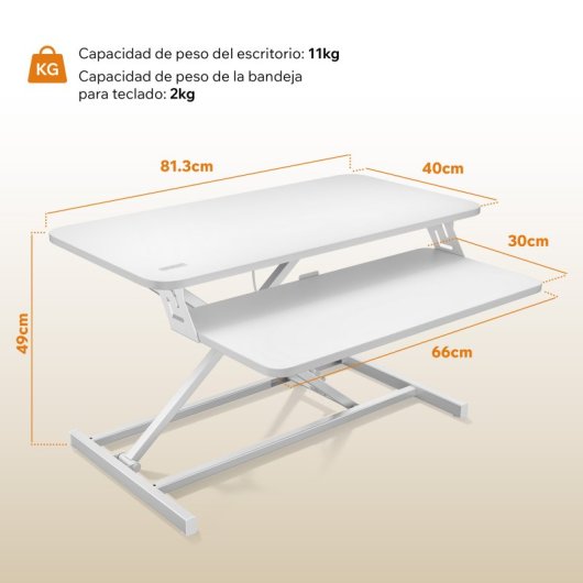 Convertidor de escritorio Sense7 neumático acero 2 niveles 81,3x40cm carga 13kg