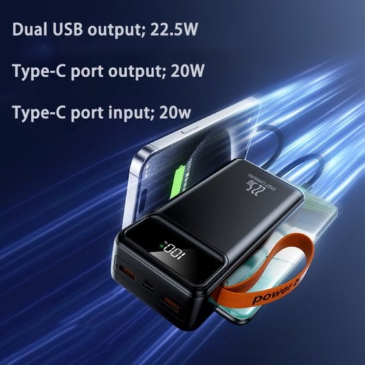 PowerBank Klack 60000mAh 22,5W Lanterna LED 6 Dispositivos Universais
