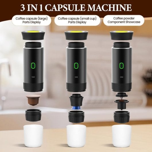 Máquina de Café Portátil Klack 3 em 1 80ml 15 bar USB-C Bateria Lítio Design Compacto
