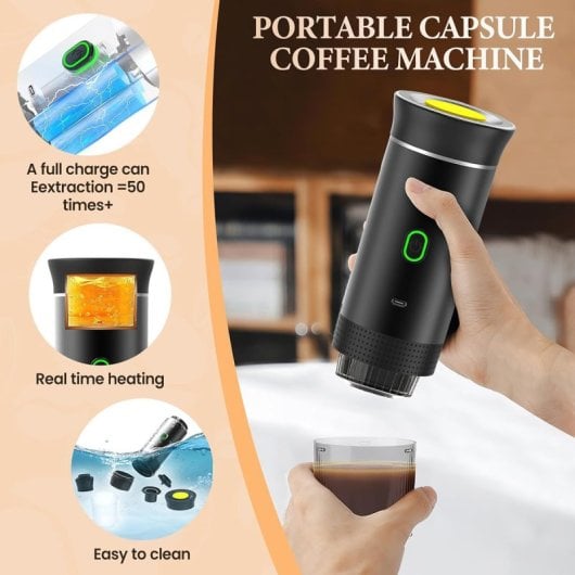 Máquina de Café Portátil Klack 3 em 1 80ml 15 bar USB-C Bateria Lítio Design Compacto