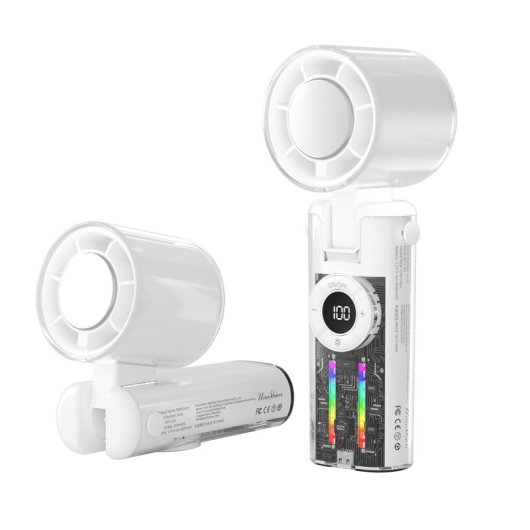 Ventilador de Mano Klack Mini JF158 5 Velocidades Luz LED 4000mAh Enfriamiento USB-C