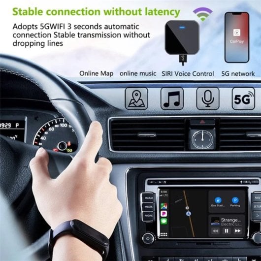 Adaptador Klack Inalámbrico para CarPlay y Android Auto Bluetooth 5.0 WiFi 5.8GHz