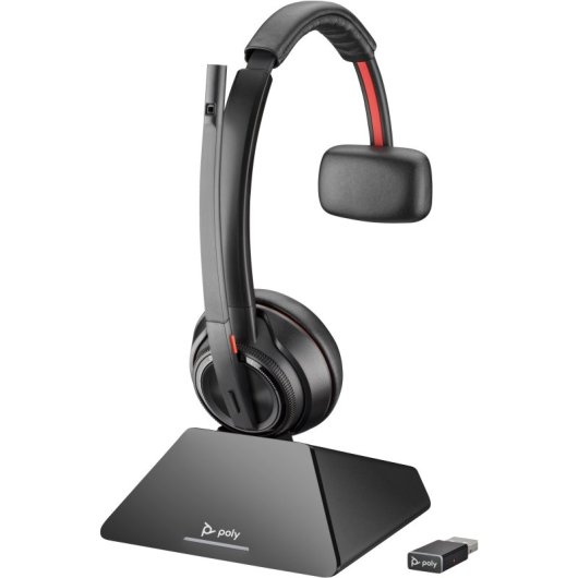 Auriculares POLY inalámbricos DECT y Bluetooth con cancelación de ruido y micrófono negro