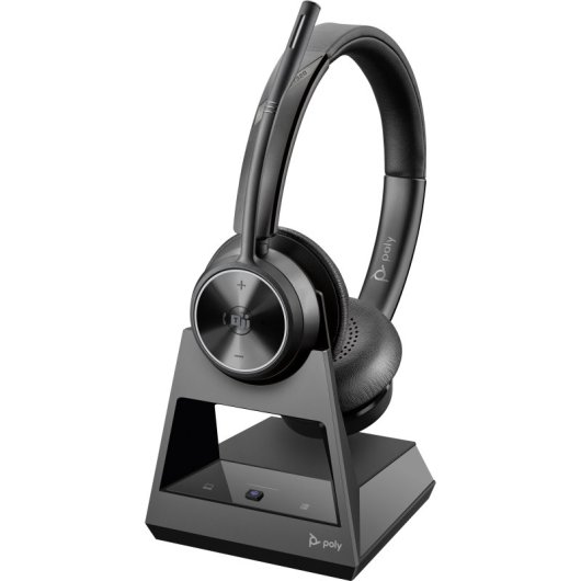 Auriculares Poly inalámbricos DECT estéreo con micrófono retractable y certificación Teams, negro
