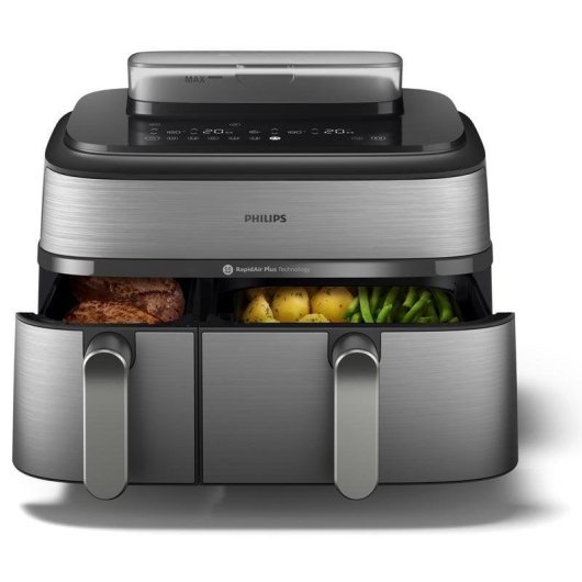 Airfryer Philips NA555/00 Double Panier 9L 2750W Écran Tactile Programmes XL