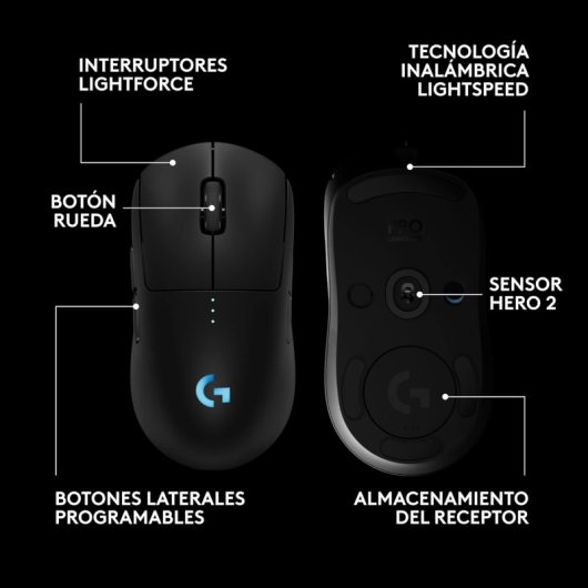 Ratón Logitech Pro 2 Lightspeed inalámbrico 32000 DPI RGB 8 botones RF