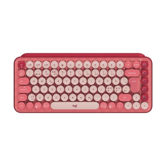 Teclado mecánico Logitech POP Keys Mini QWERTY RF Wireless Bluetooth Borgoña Rosa sin retroiluminación