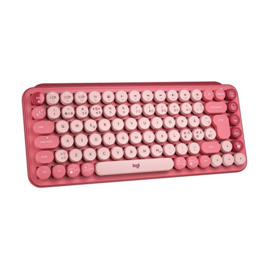 Teclado mecánico Logitech POP Keys Mini QWERTY RF Wireless Bluetooth Borgoña Rosa sin retroiluminación