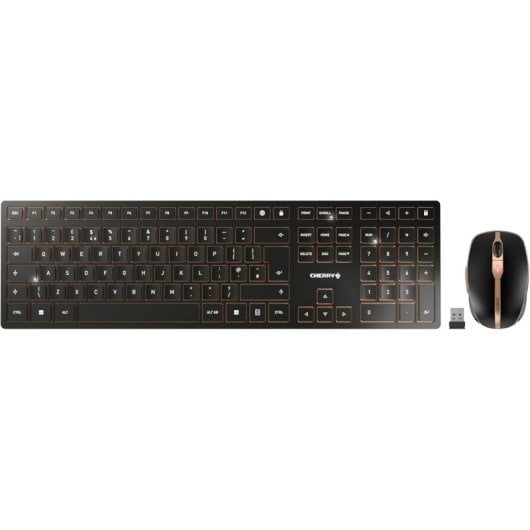 Teclado de tijera CHERRY DW 9100 SLIM Layout EN inalámbrico Bluetooth + ratón recargable extras
