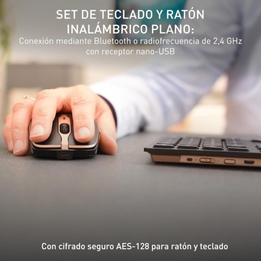 Teclado de tijera CHERRY DW 9100 SLIM Layout EN inalámbrico Bluetooth + ratón recargable extras