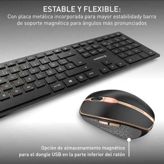 Teclado de tijera CHERRY DW 9100 SLIM Layout EN inalámbrico Bluetooth + ratón recargable extras