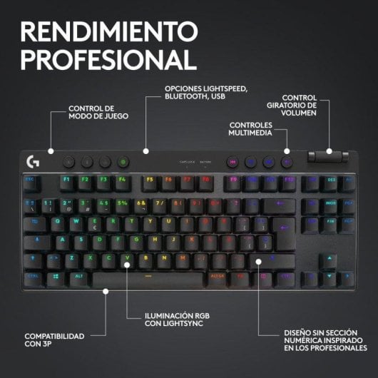 Tastiera Logitech G PRO X TKL meccanica wireless RGB QWERTY US Type-C Bluetooth