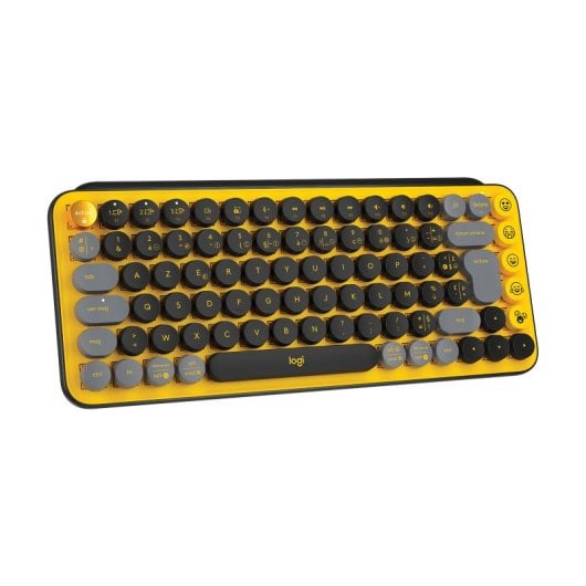 Teclado mecánico Logitech POP Keys Mini Layout AZERTY inalámbrico RF Bluetooth negro gris amarillo