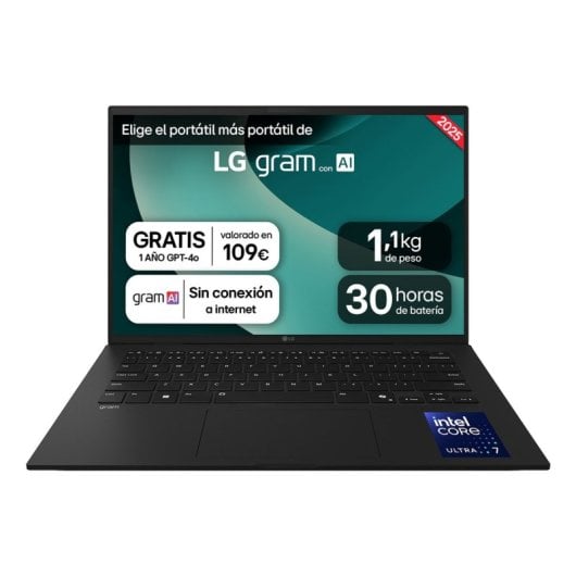 LG Gram 14Z90T-G.AD8BB 14" Intel Core Ultra 7 255H 32GB 2TB SSD Arc GPU IA Ready Negro