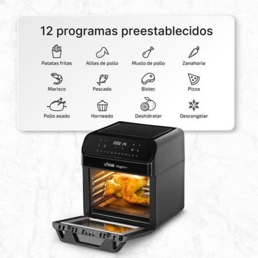Freidora de aire Ufesa 72805550 Magister 12L 1850W control digital 12 programas accesorios
