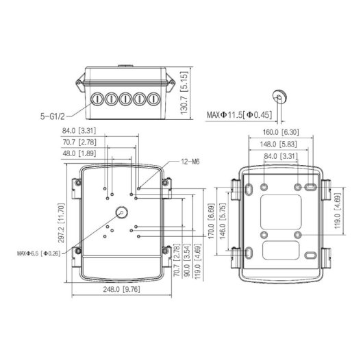 Dahua PFA6400S, weißer IP66-Aluminium-SECC-Anschlusskasten, 8000 kg, für den Außen-/Innenbereich
