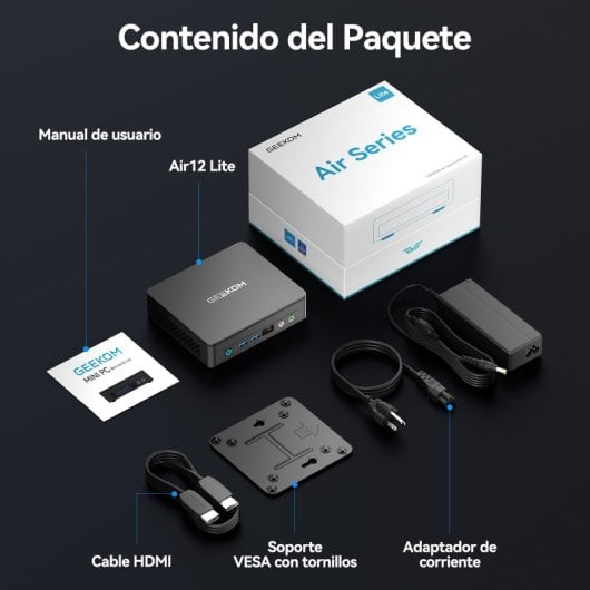 GEEKOM Air12 Lite Intel N150 8 GB 256 GB SSD Windows 11 Pro Kompakter Desktop-PC
