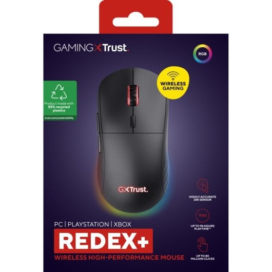 Ratón Trust inalámbrico 25600 DPI RGB 6 botones recargable teflón programable