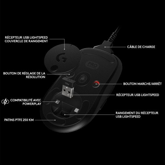 Souris Logitech sans fil 16000 DPI Ambidextre RGB