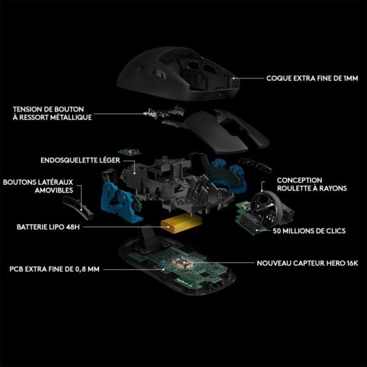 Souris Logitech sans fil 16000 DPI Ambidextre RGB