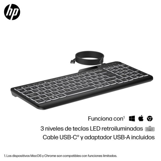 Teclado mecánico HP 400 Backlit Wired Layout ES retroiluminado USB negro