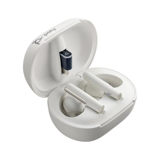 Auriculares Poly Voyager Free 60+ Bluetooth 5.3 sans fil avec ANC, micro et étui tactile blanc