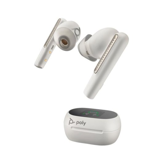 Auriculares Poly Voyager Free 60+ Bluetooth 5.3 sans fil avec ANC, micro et étui tactile blanc
