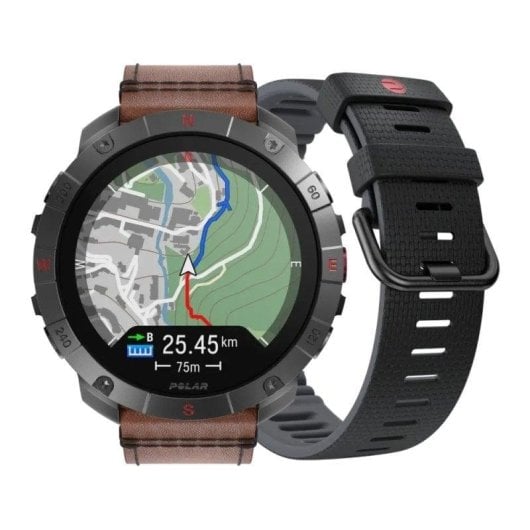 Polar Grit X2 Pro Titan GPS Bluetooth 48,6mm AMOLED Titane Noir/Marron Étanche 10ATM ECG