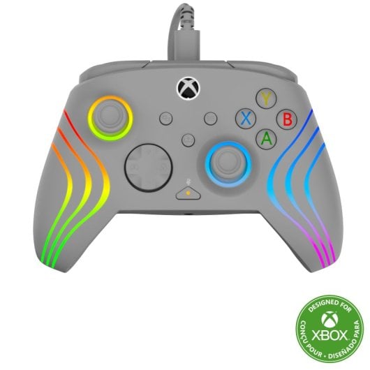 Gamepad Alámbrico Gris Retroiluminación LED RGB USB-C 3m Compatible PC y Xbox