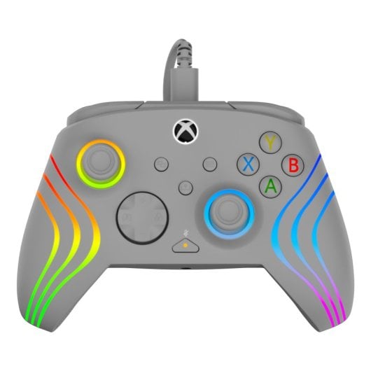 Gamepad Alámbrico Gris Retroiluminación LED RGB USB-C 3m Compatible PC y Xbox
