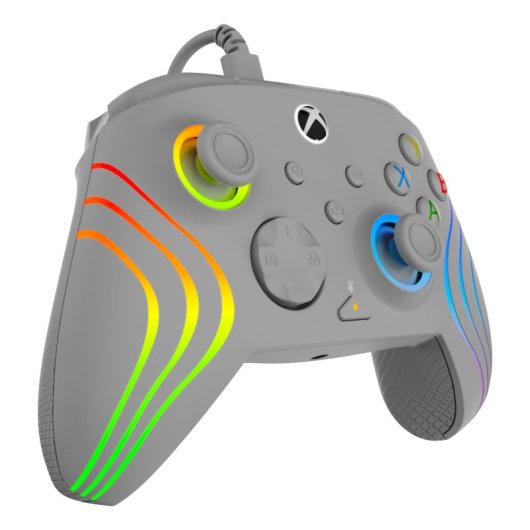 Gamepad Alámbrico Gris Retroiluminación LED RGB USB-C 3m Compatible PC y Xbox