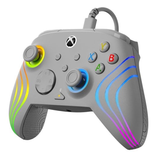 Gamepad Alámbrico Gris Retroiluminación LED RGB USB-C 3m Compatible PC y Xbox