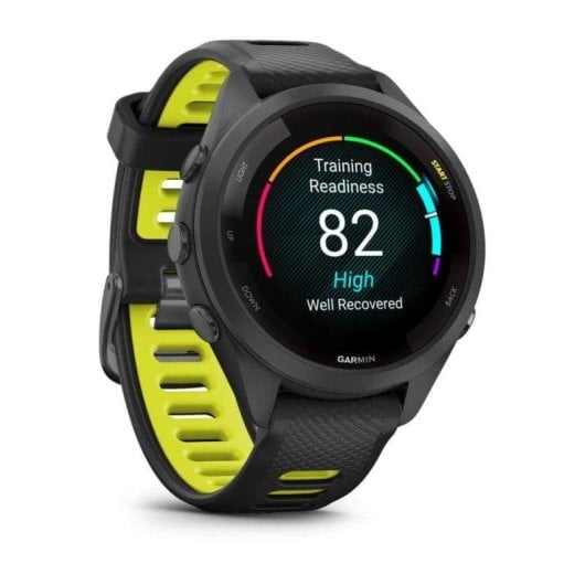 Garmin Forerunner 265S 42mm Bisel y carcasa en negro con correa de silicona en negro/amarillo