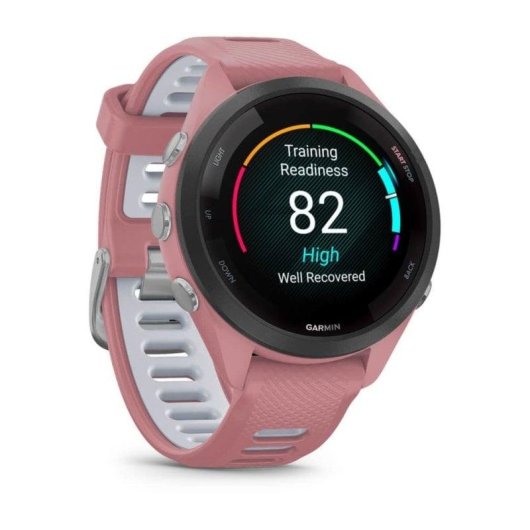Garmin Forerunner 265S 42mm Bisel negro con carcasa en rosa y correa de silicona en rosa/gris