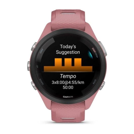 Garmin Forerunner 265S 42mm Bisel negro con carcasa en rosa y correa de silicona en rosa/gris
