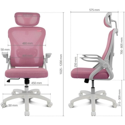 Silla gaming Drift DRAIR35 rosa respaldo de malla reposabrazos ajustables 120 kg