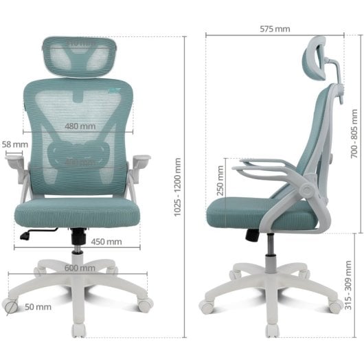 Silla gaming Drift DRAIR35 Turquesa respaldo de malla reposabrazos ajustables 120 kg