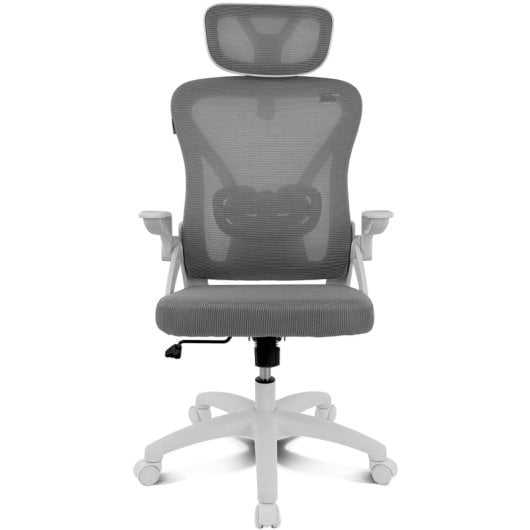 Silla ergonómica DRAIR35 estructura blanca, respaldo de malla, asiento gris, 120 kg