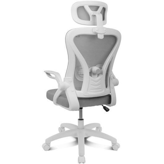 Silla ergonómica DRAIR35 estructura blanca, respaldo de malla, asiento gris, 120 kg