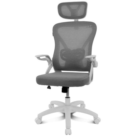 Silla ergonómica DRAIR35 estructura blanca, respaldo de malla, asiento gris, 120 kg Reacondicionado