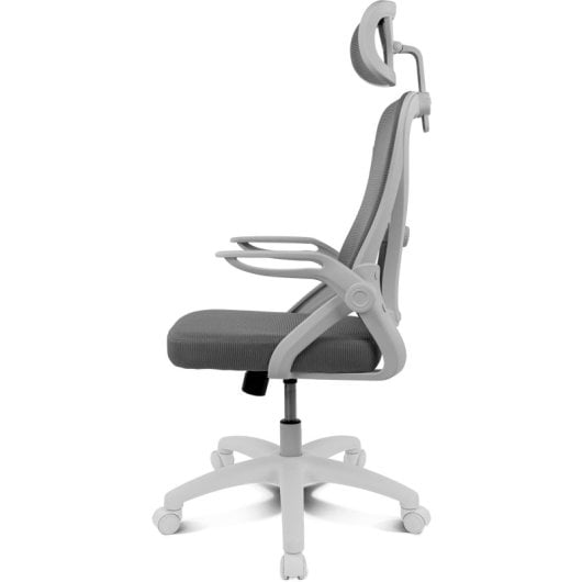 Silla ergonómica DRAIR35 estructura blanca, respaldo de malla, asiento gris, 120 kg