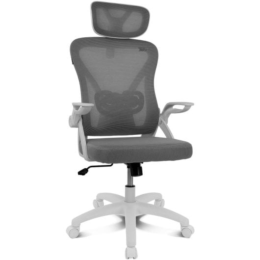 Silla ergonómica DRAIR35 estructura blanca, respaldo de malla, asiento gris, 120 kg