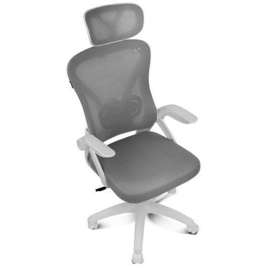 Silla ergonómica DRAIR35 estructura blanca, respaldo de malla, asiento gris, 120 kg Reacondicionado