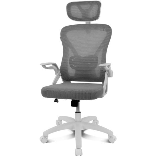 Silla ergonómica DRAIR35 estructura blanca, respaldo de malla, asiento gris, 120 kg