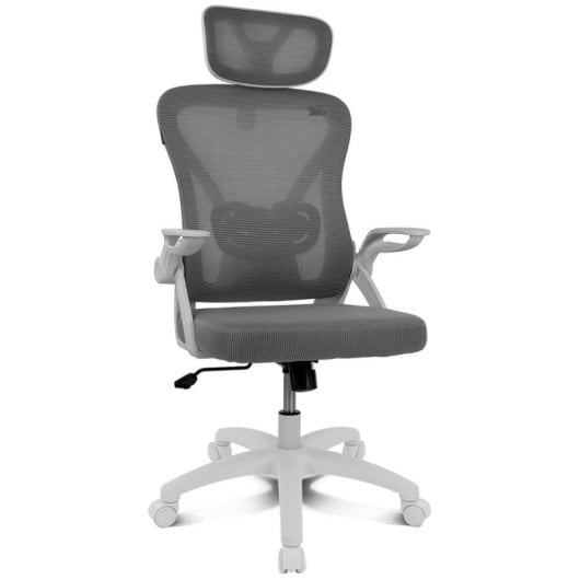 Silla ergonómica DRAIR35 estructura blanca, respaldo de malla, asiento gris, 120 kg Reacondicionado