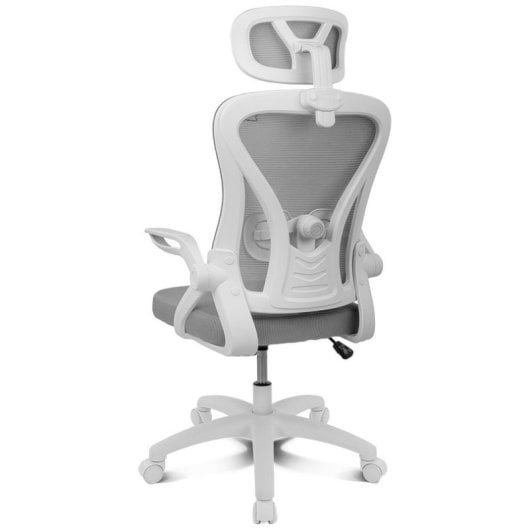 Silla ergonómica DRAIR35 estructura blanca, respaldo de malla, asiento gris, 120 kg Reacondicionado
