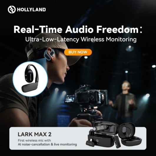 Micrófono Hollyland LARK MAX 2 Combo inalámbrico 2.4 GHz omnidireccional con grabadora interna y pantalla AMOLED